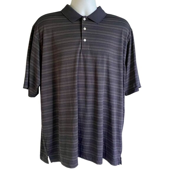 Walter Hagen Essentials Gray Black Striped Polyester Polo Shirt Men's Size XL - Picture 2 of 10